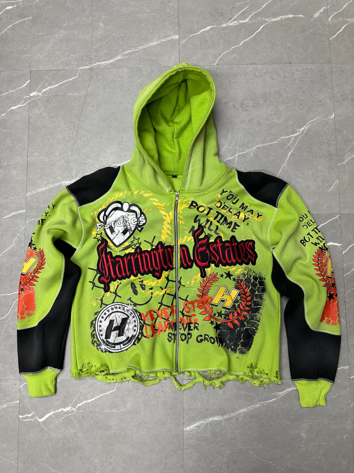 Neon Graffiti Patchwork Hoodie