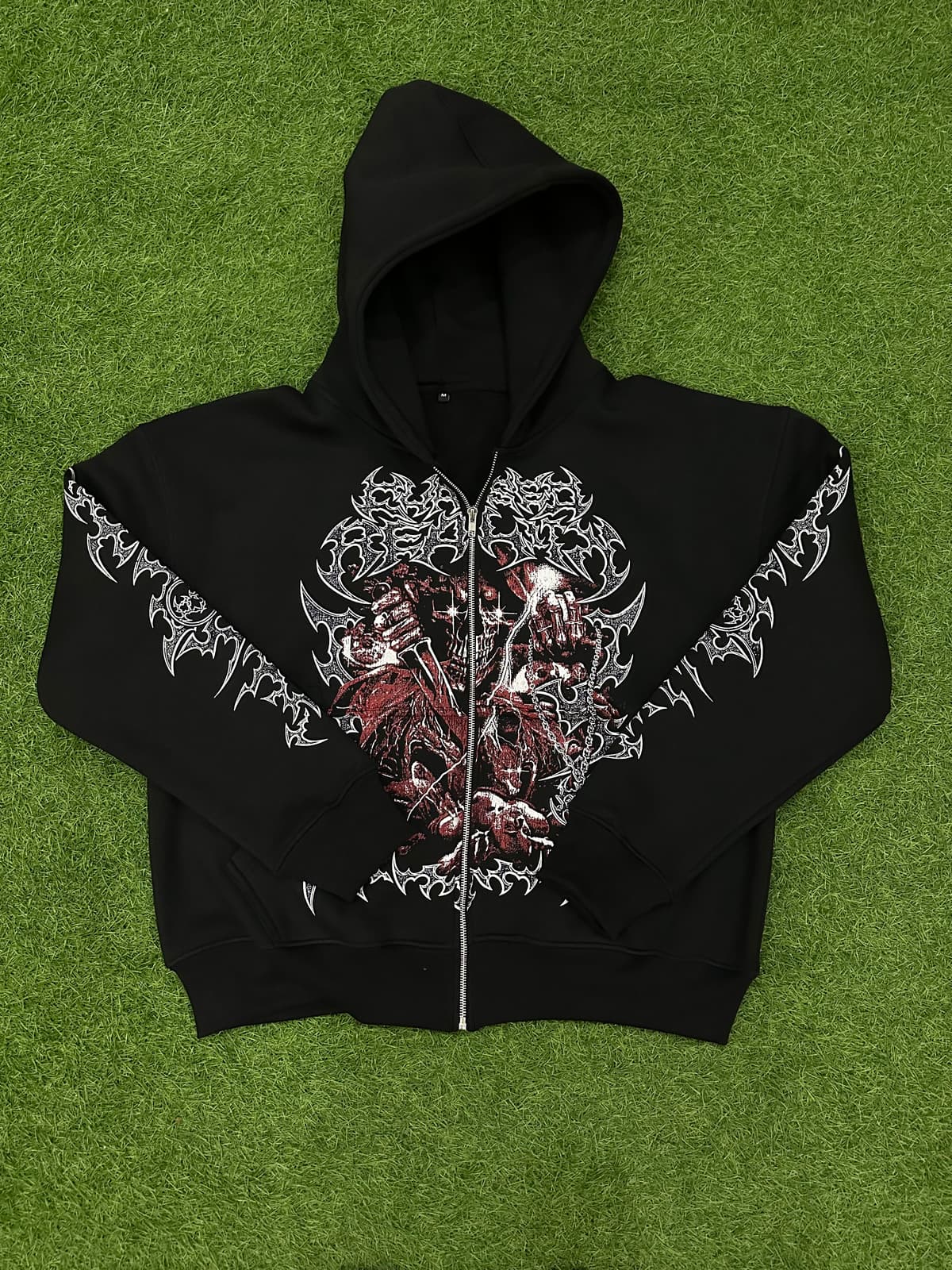 Tribal Skull Graphic Zip Hoodie