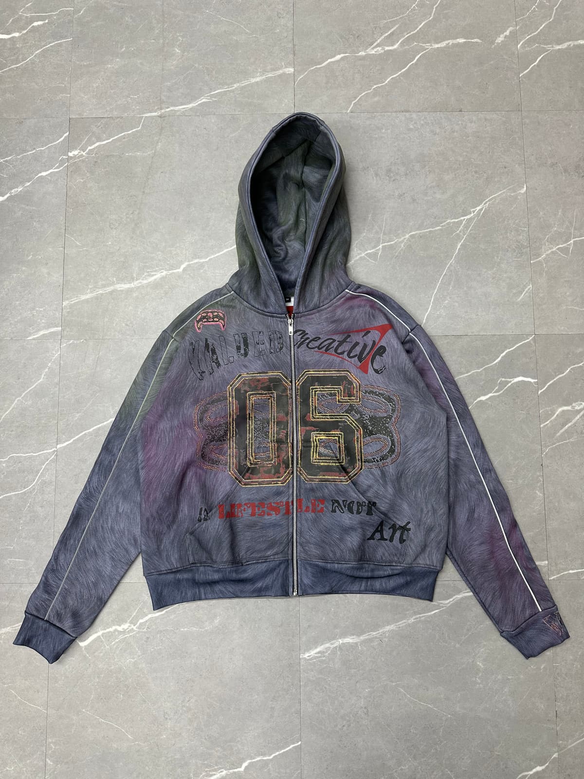 Creative 06 Piping Acid Wash Hoodie
