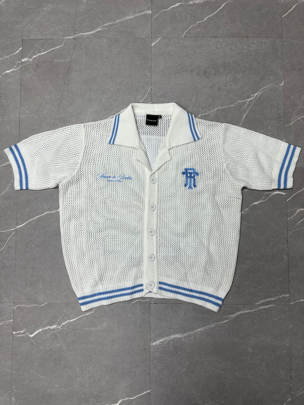 Retro Knit Mesh Button Cardigan