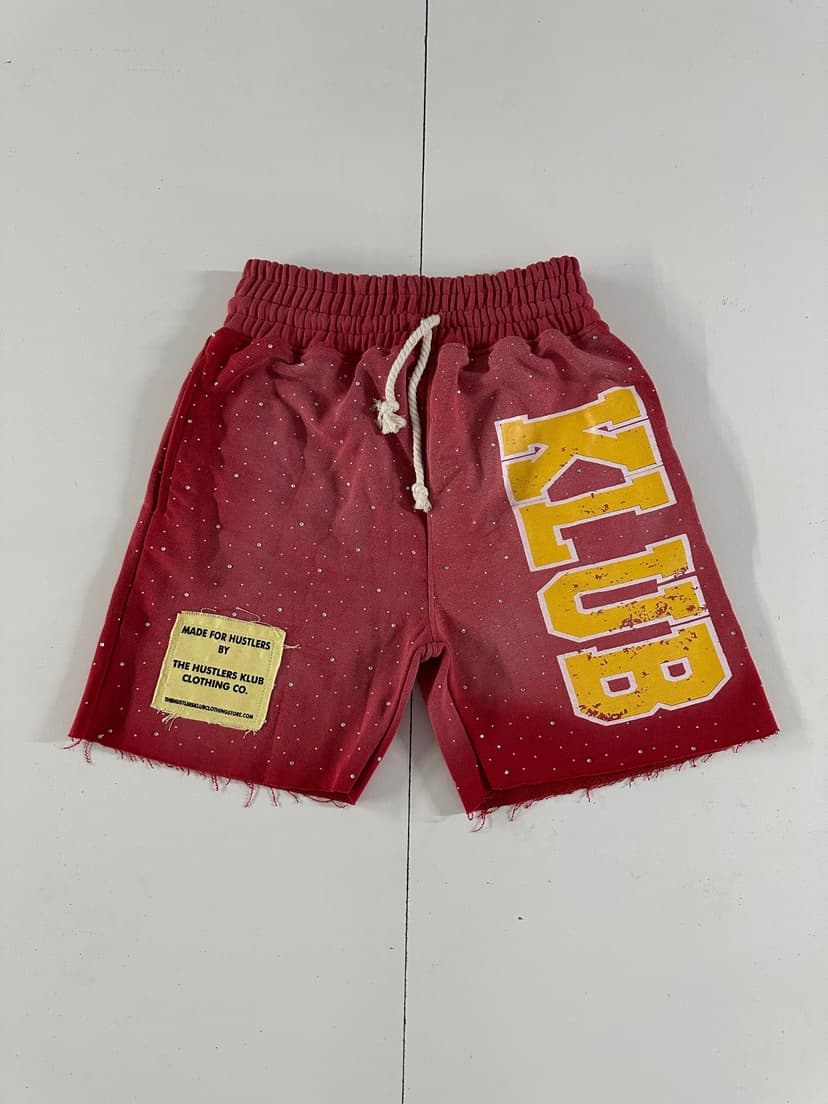KLUB Rhinestone Patch Shorts (Red)