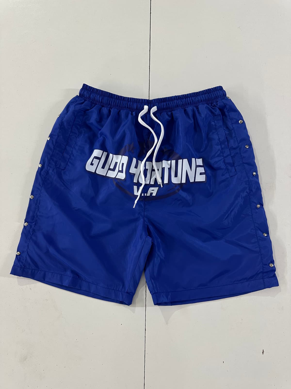 Good Fortune Studded Nylon Shorts (Royal Blue)