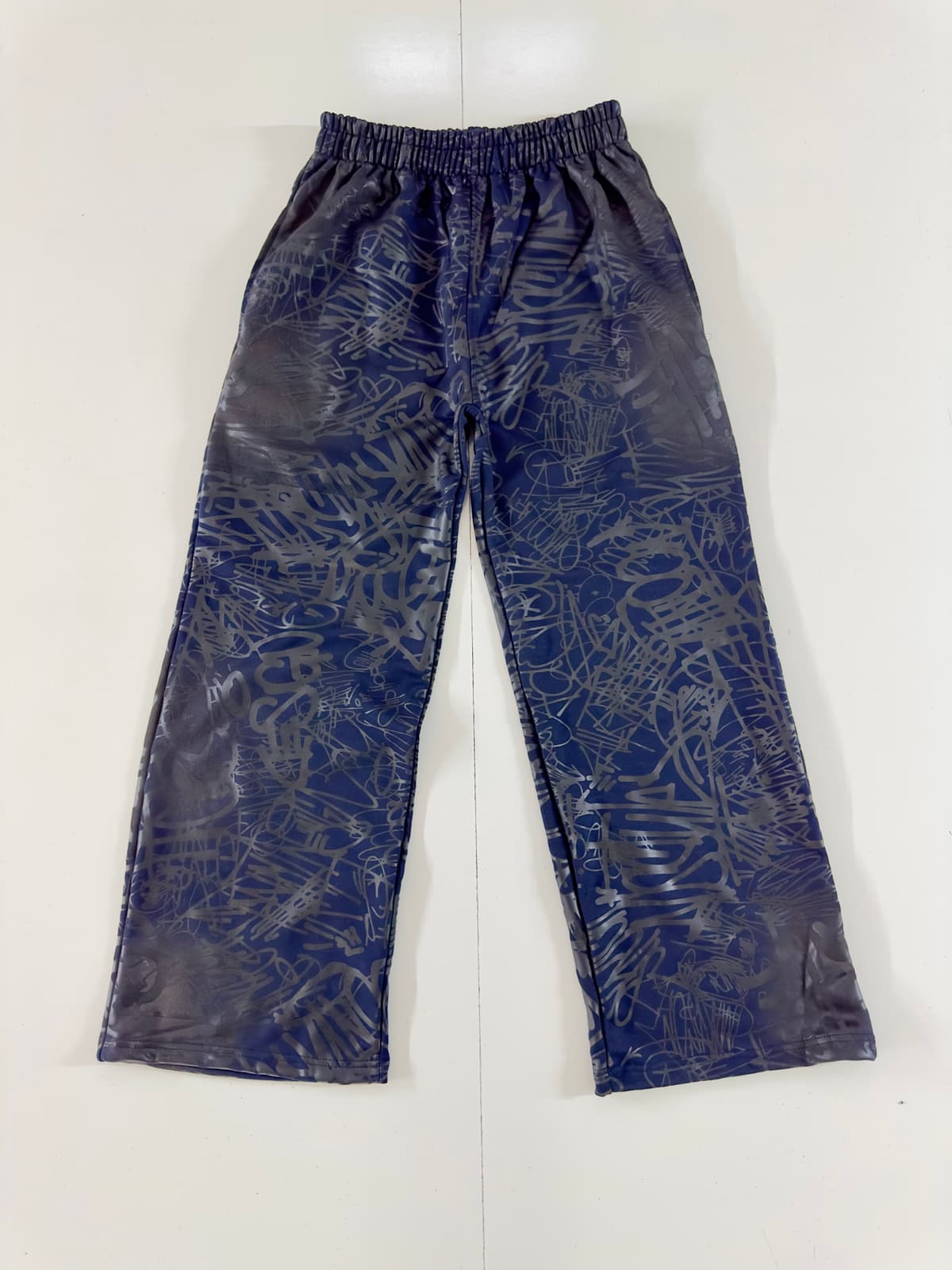 Shiny Graffiti Double-Waist Pants