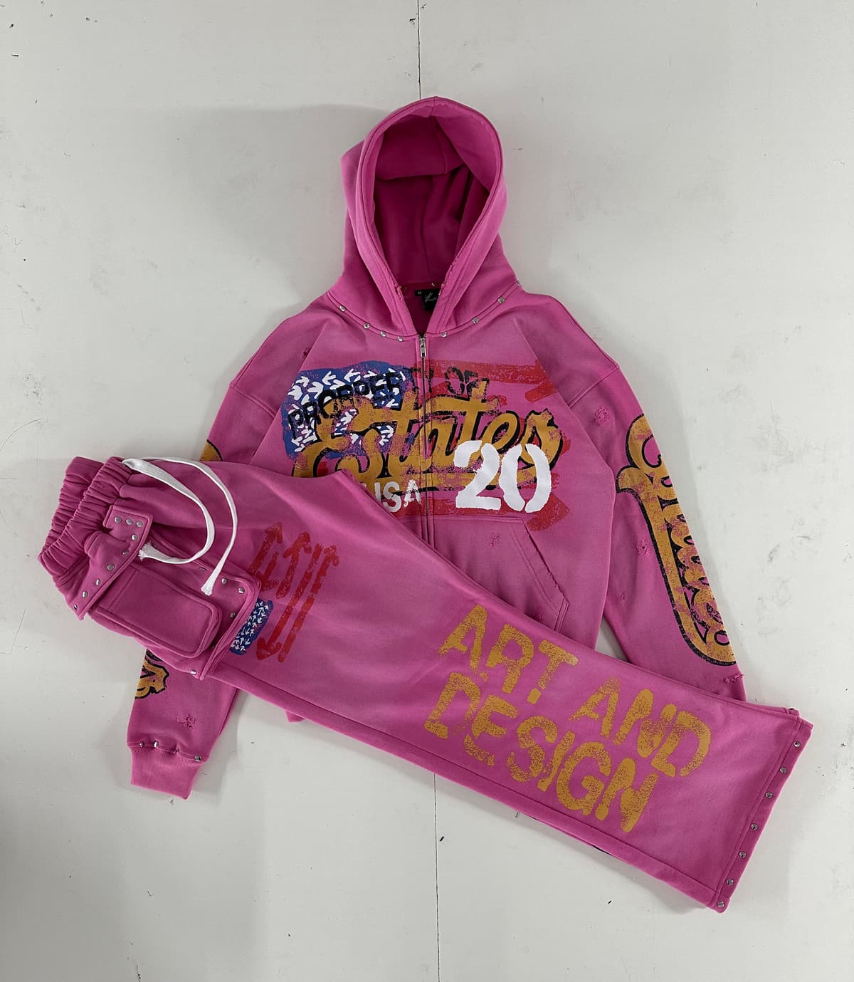 Pink Studded Cargo Set