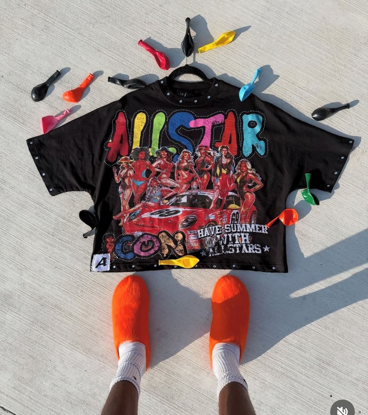 Two-Panel Rhinestone Racing Tee