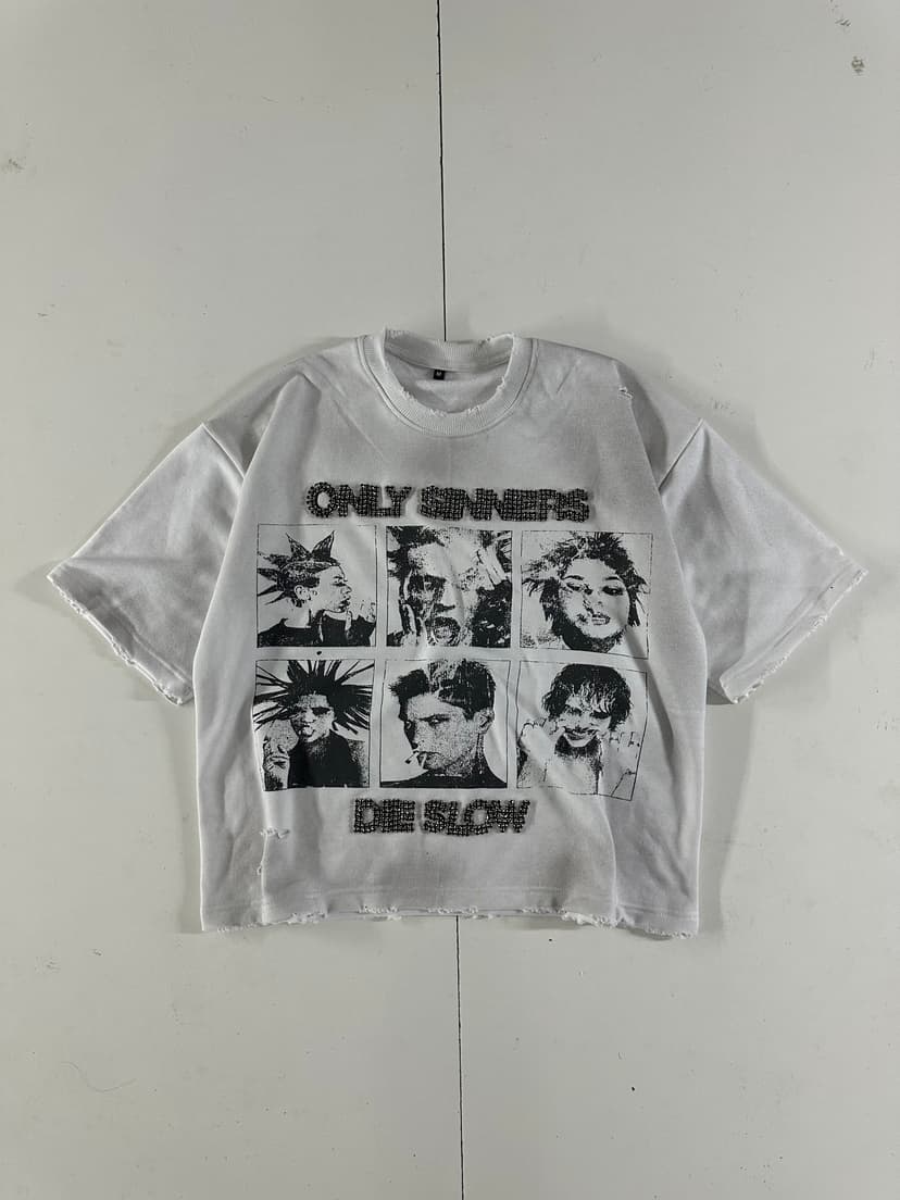 Only Sinners Rhinestone Halftone Tee