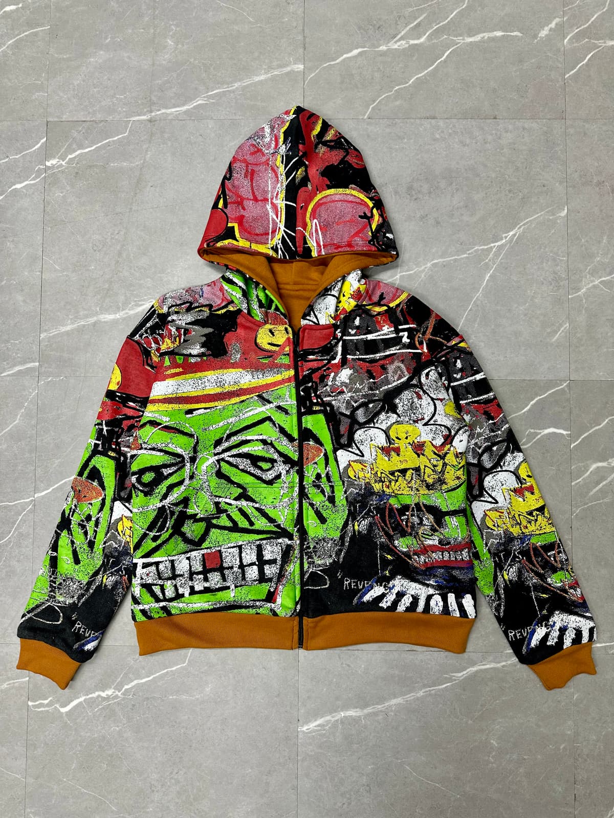Reversible Graffiti Hoodie (Green/Orange)