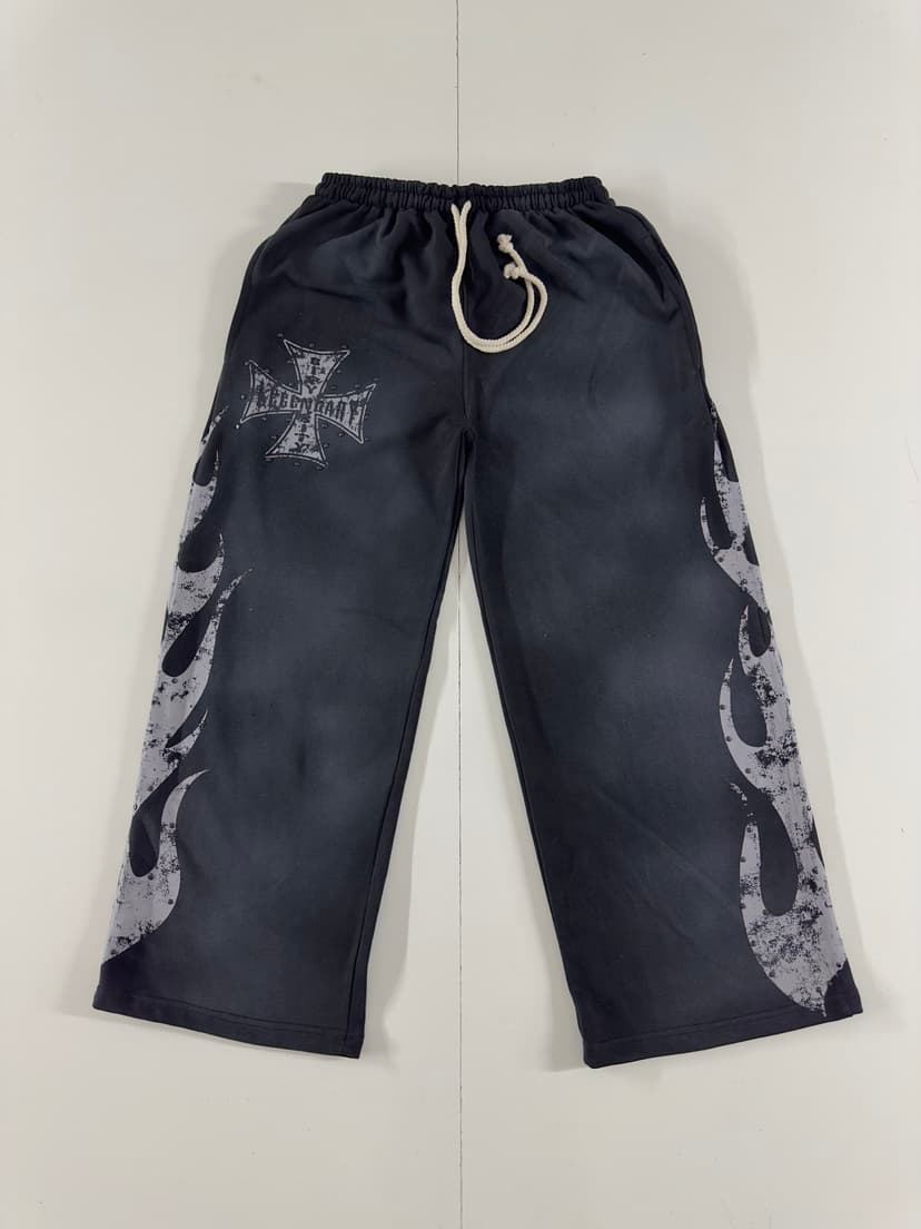 Flame Cross Vintage Pants