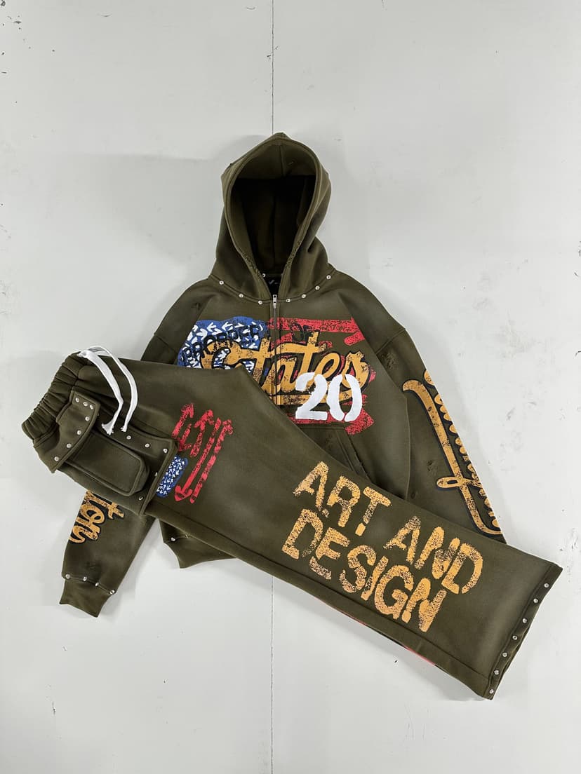 Brown Studded Cargo Set